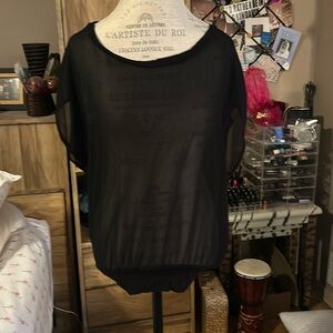 Forever 21 Sheer Black Sleeveless Shirt - Small